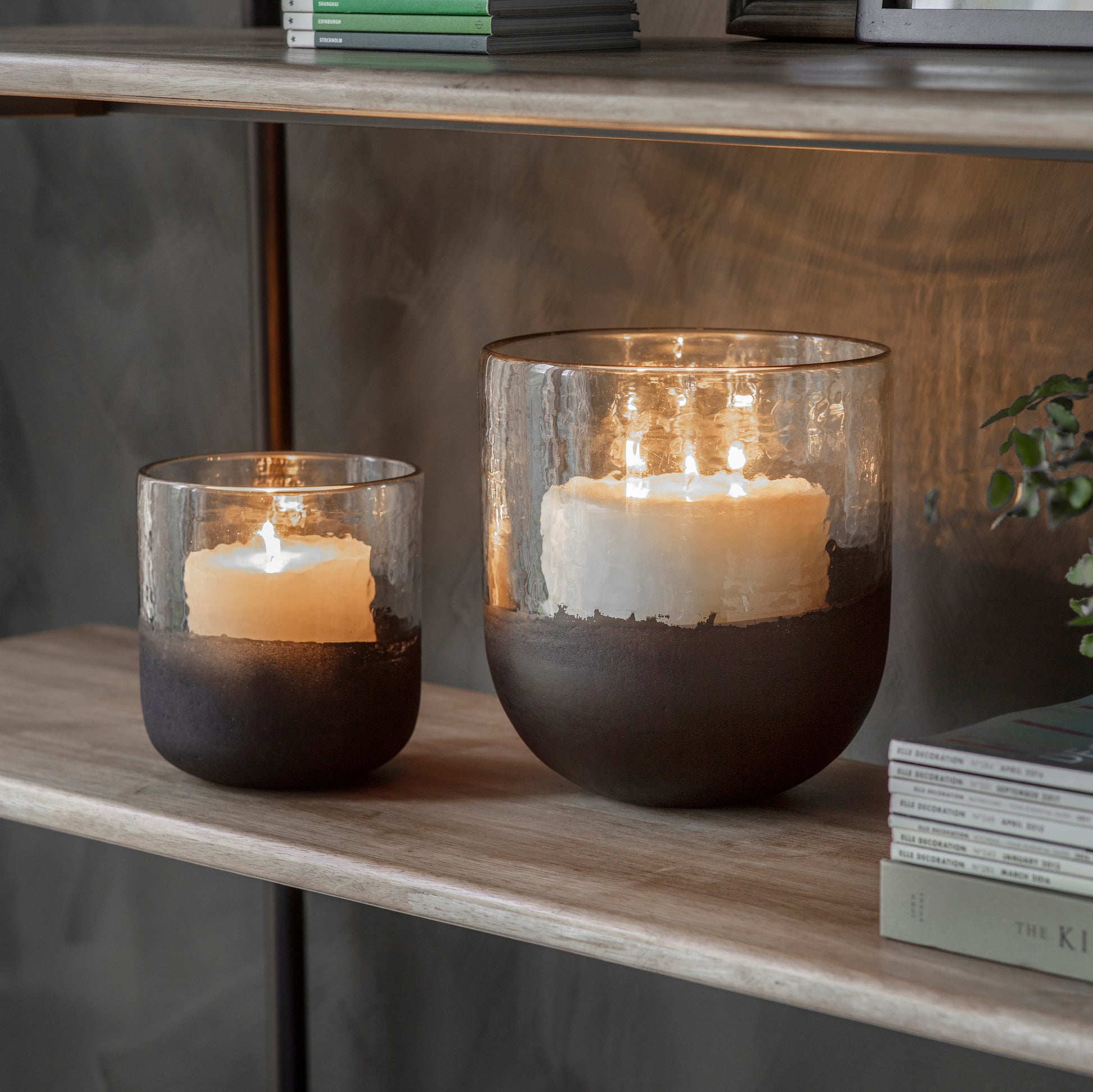 Da Gama Large Glass Votive with Black Base