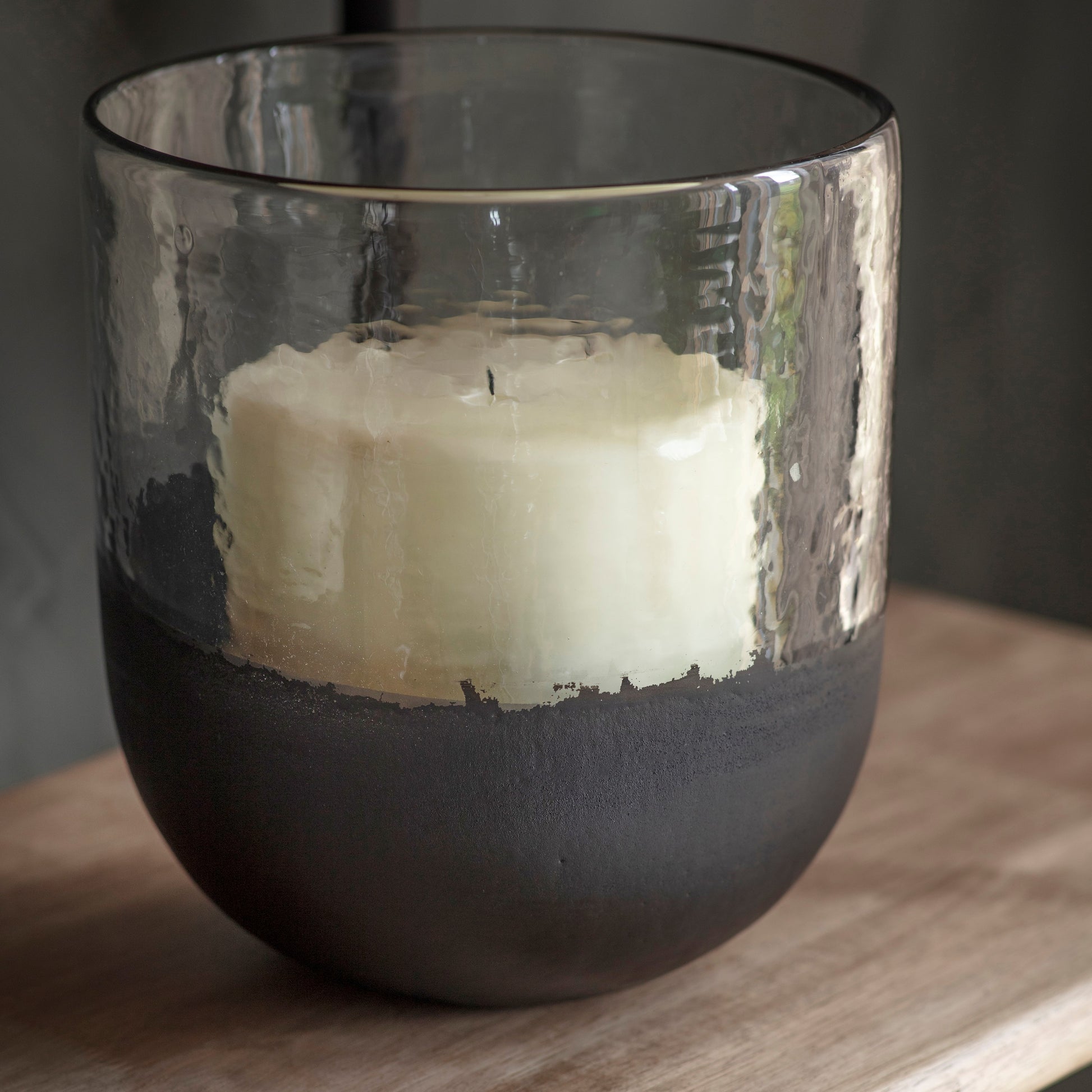 Da Gama Large Glass Votive with Black Base