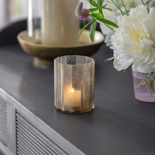 Da Gama Small Frosted Stripe Glass Votive