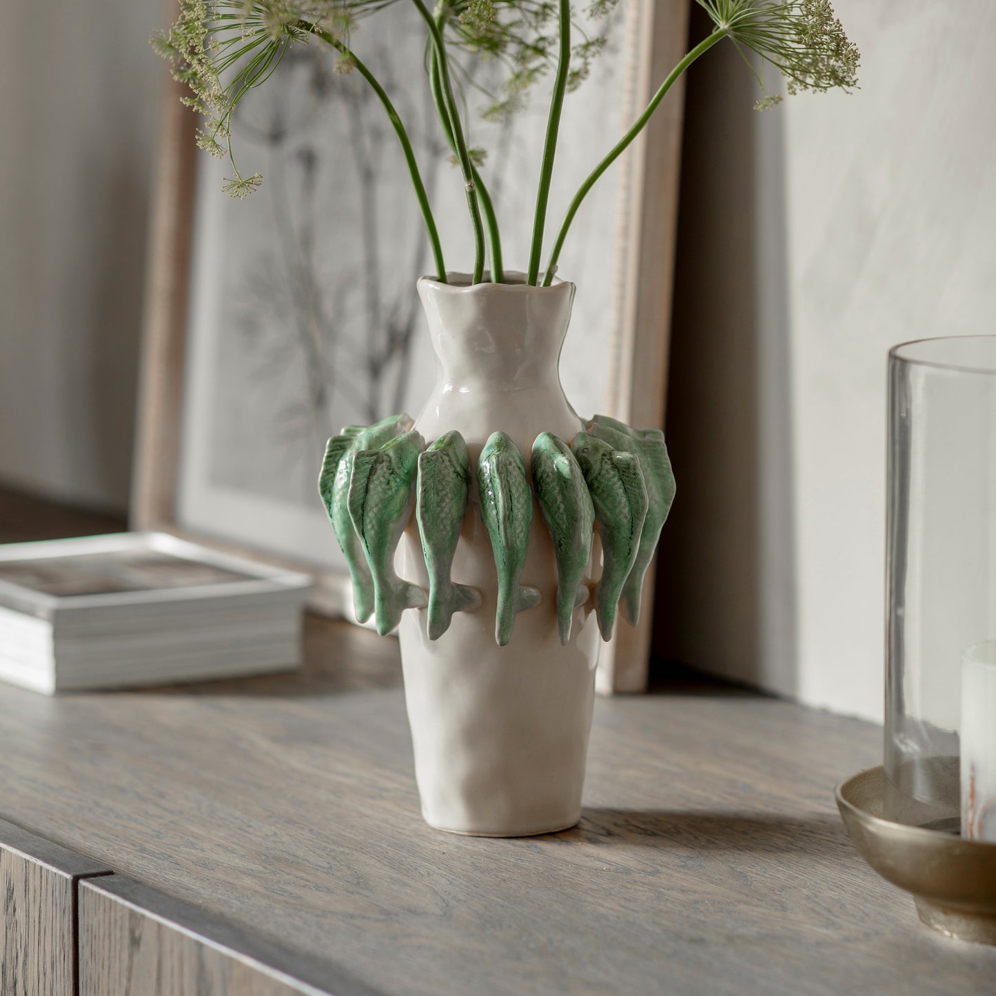 Portloe Teal Fish Vase