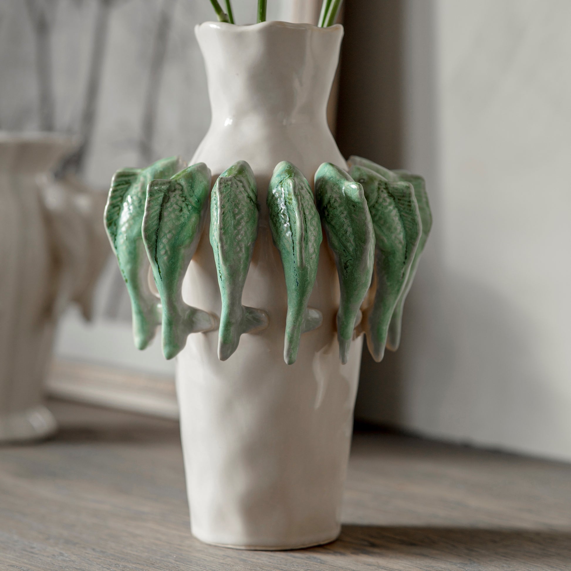 Portloe Teal Fish Vase