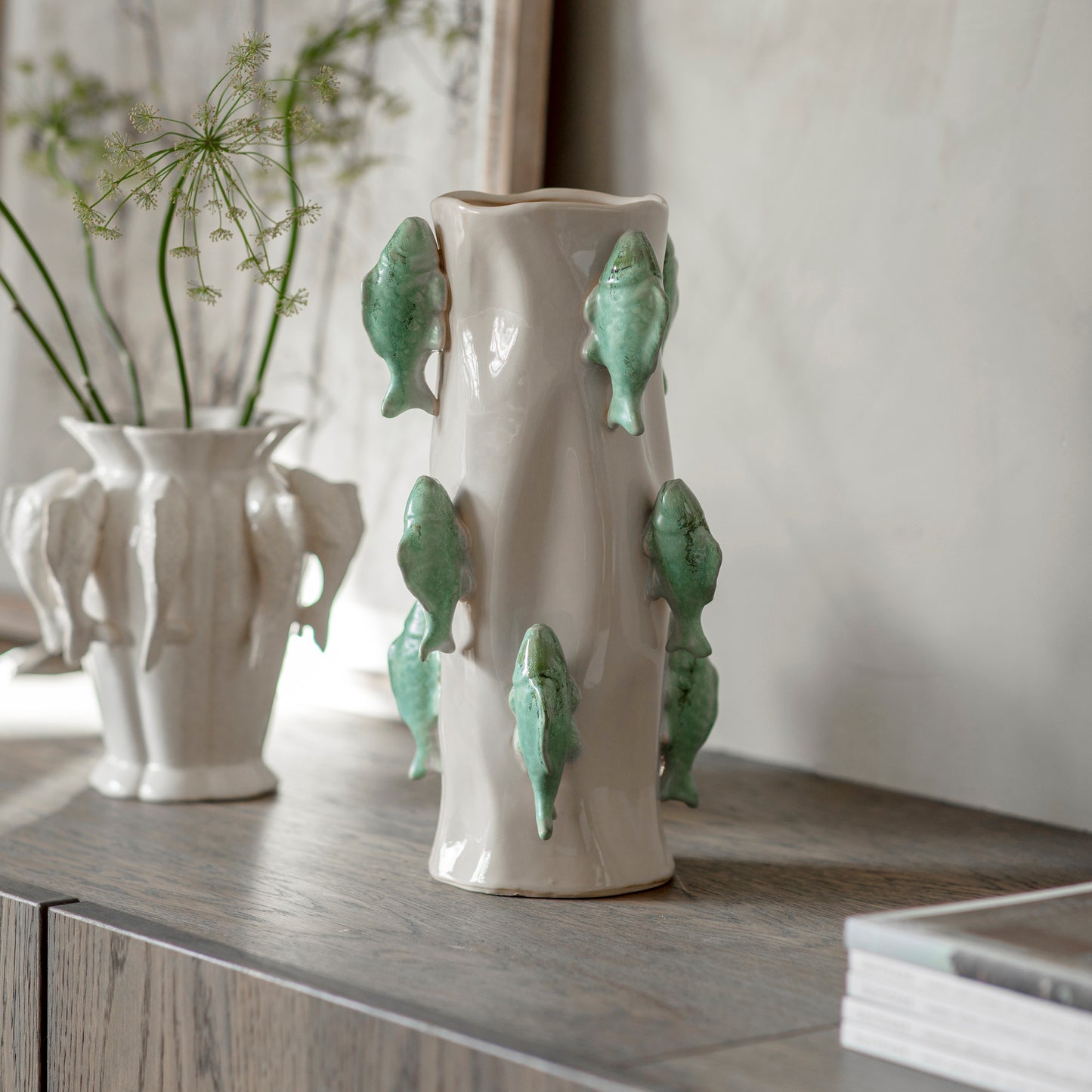 Portloe Teal Swimming Fish Vase