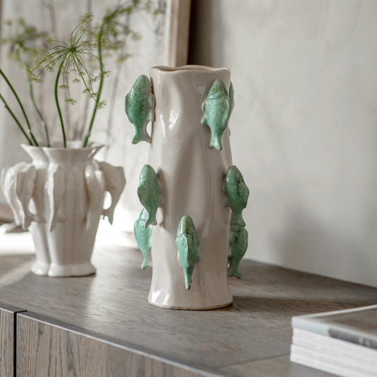 Portloe Teal Swimming Fish Vase