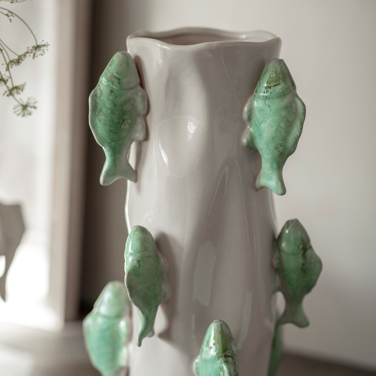 Portloe Teal Swimming Fish Vase