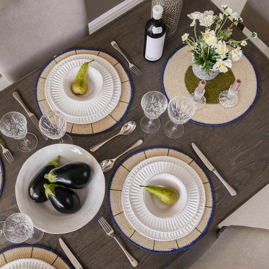 Hemlington 38cm Green Placemat with Navy Border