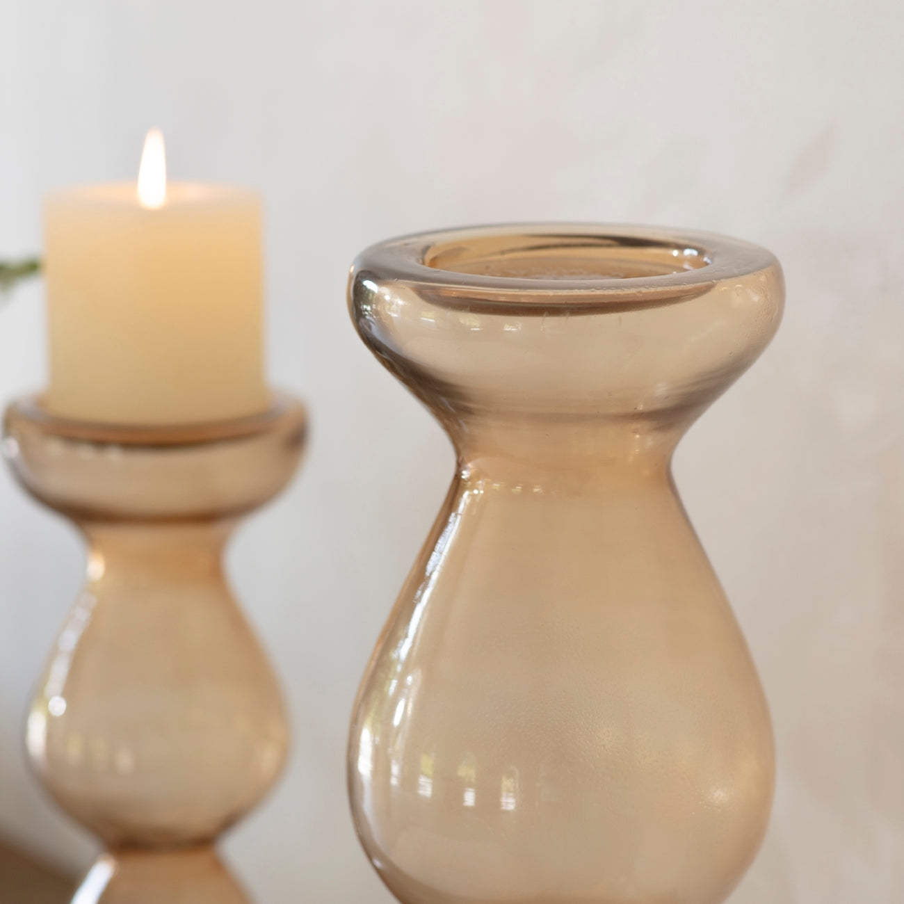 Claymore Amber Glass Candle Holder