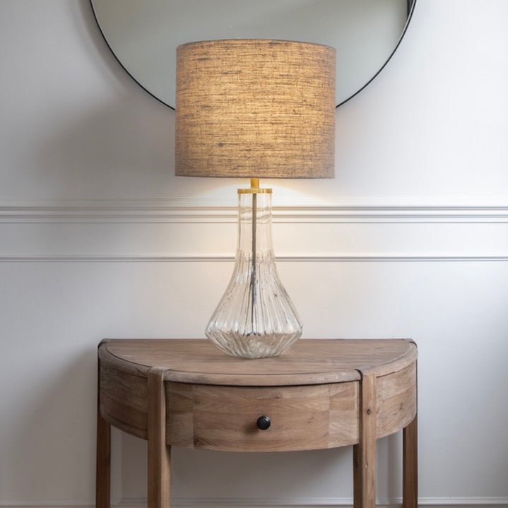 Claymore Clear Glass Fluted Lamp with Shade