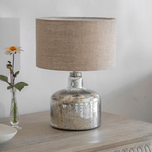 Claymore Squat Antiqued Glass Lamp with Shade