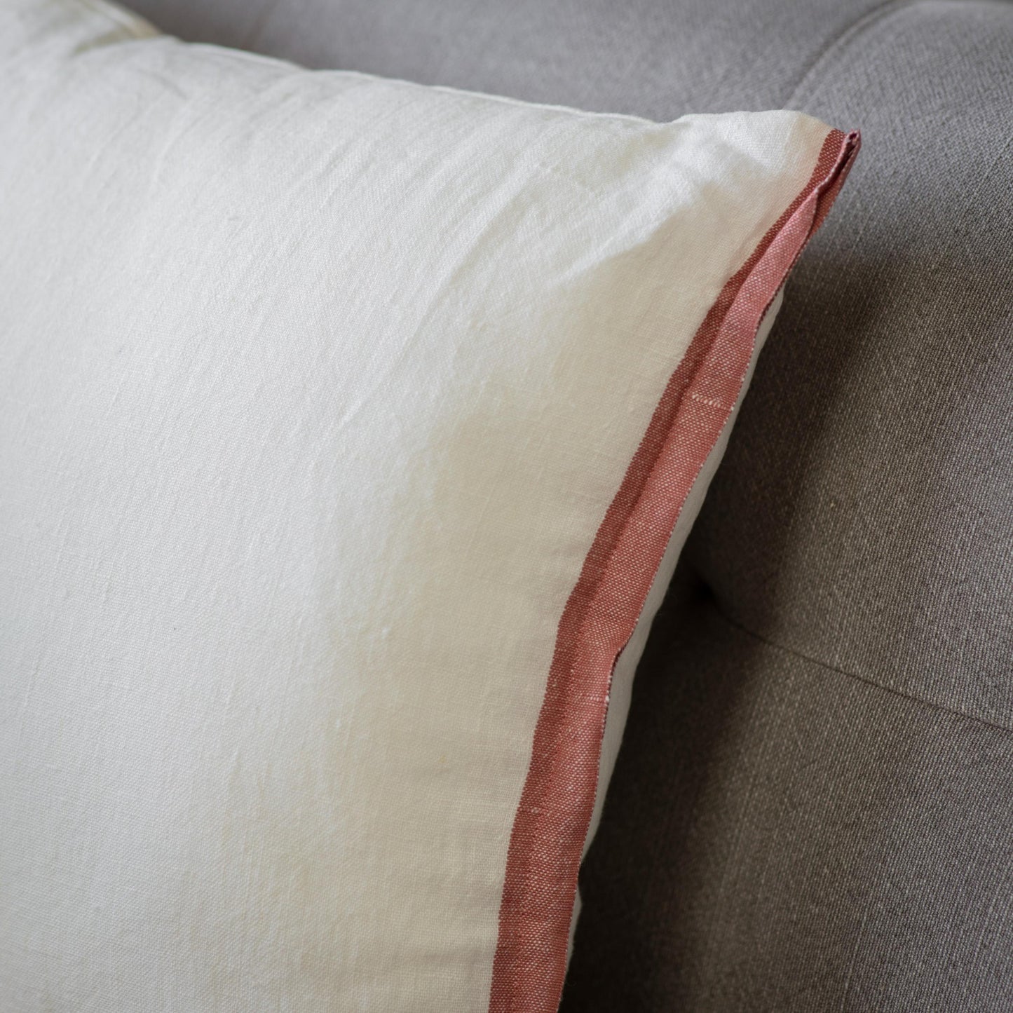 Walden 40cm Ivory Cushion with Brick Red Trim