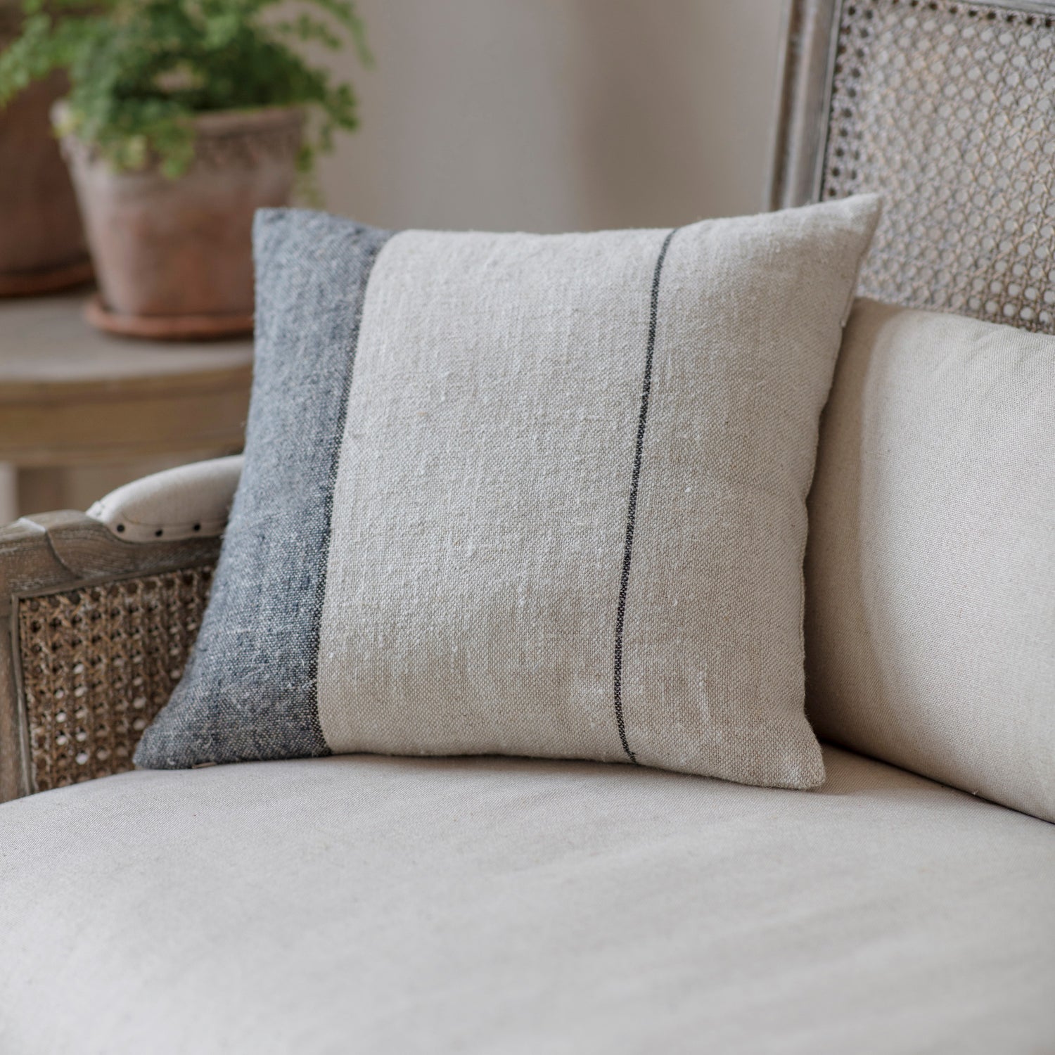 Walden 40cm Striped Linen Cushion