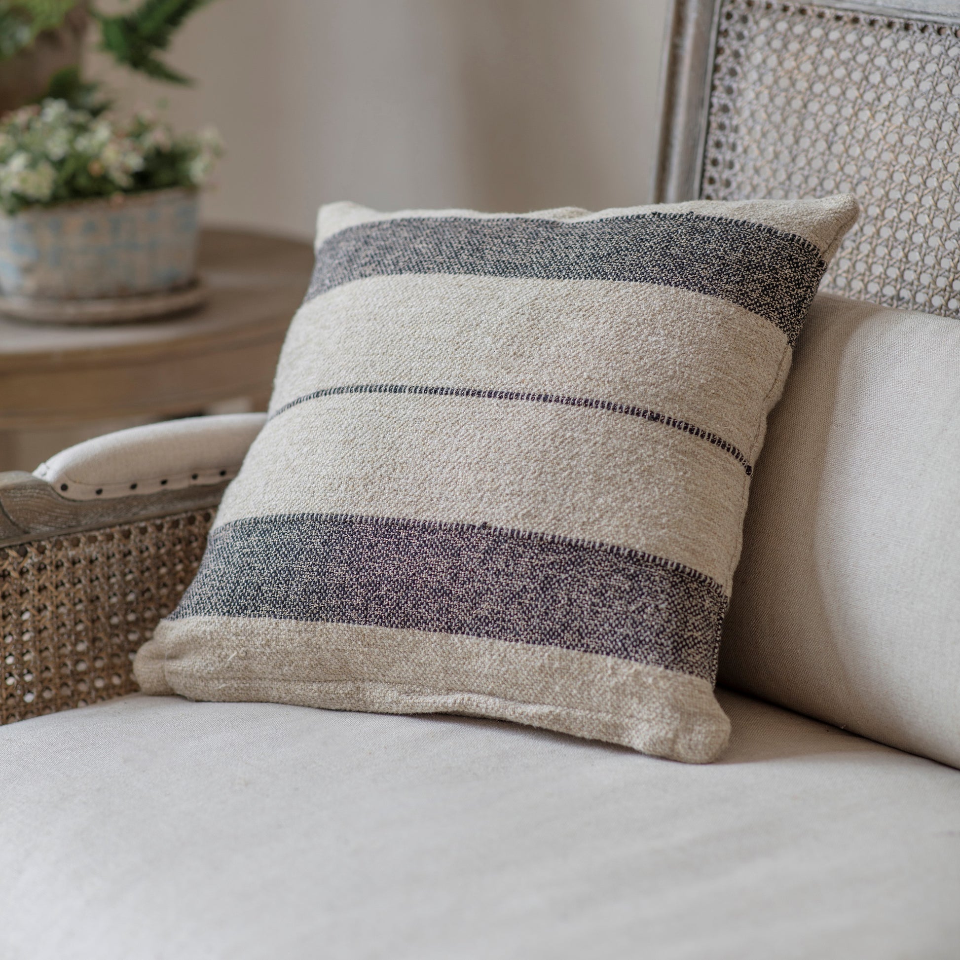 Walden 40cm Natural and Black Striped Cushion