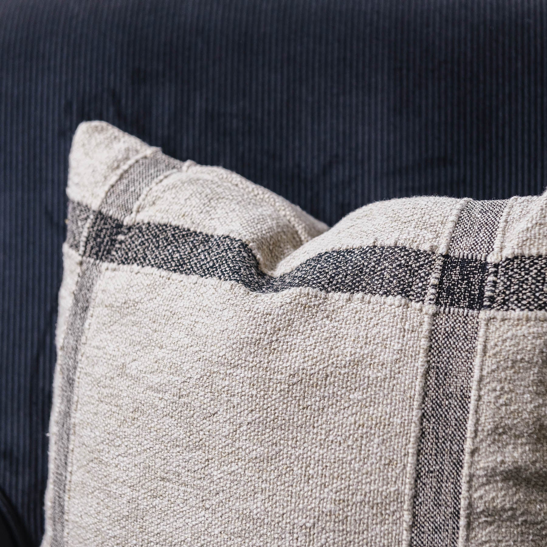 Walden 40cm Natural and Black Thick Lattice Cushion