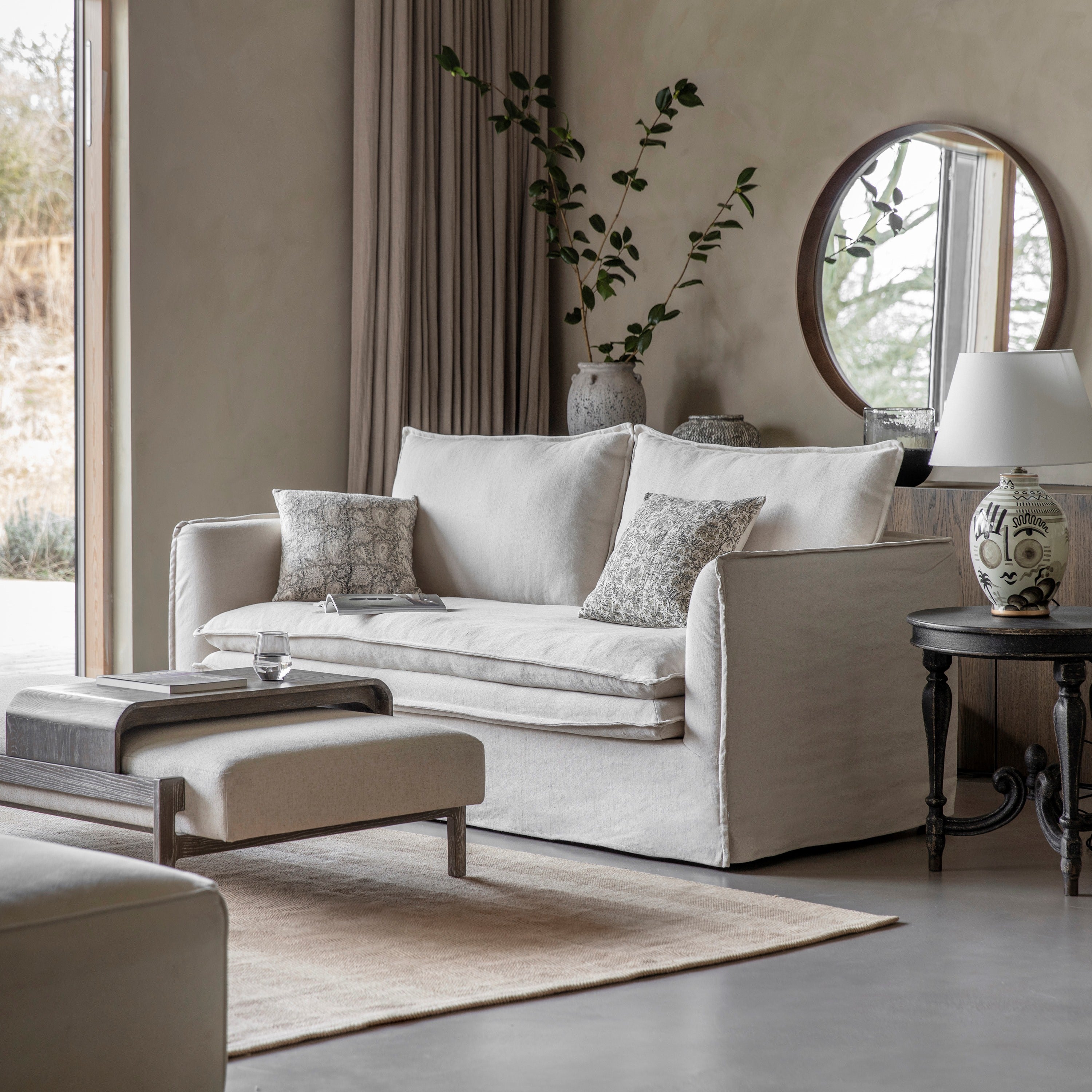Aldbury 3-Seater Oatmeal Tailored Sofa