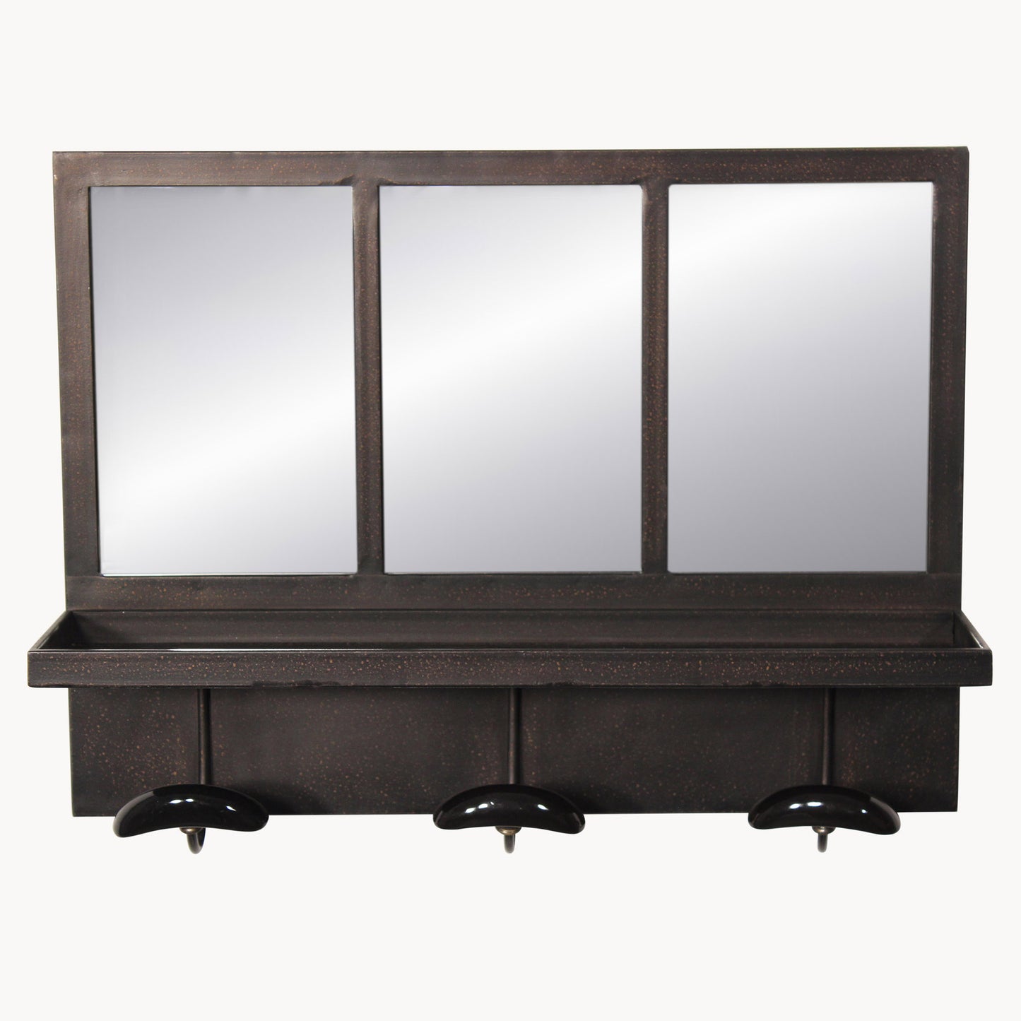 Fairfield Industrial Shelf Mirror with Hooks