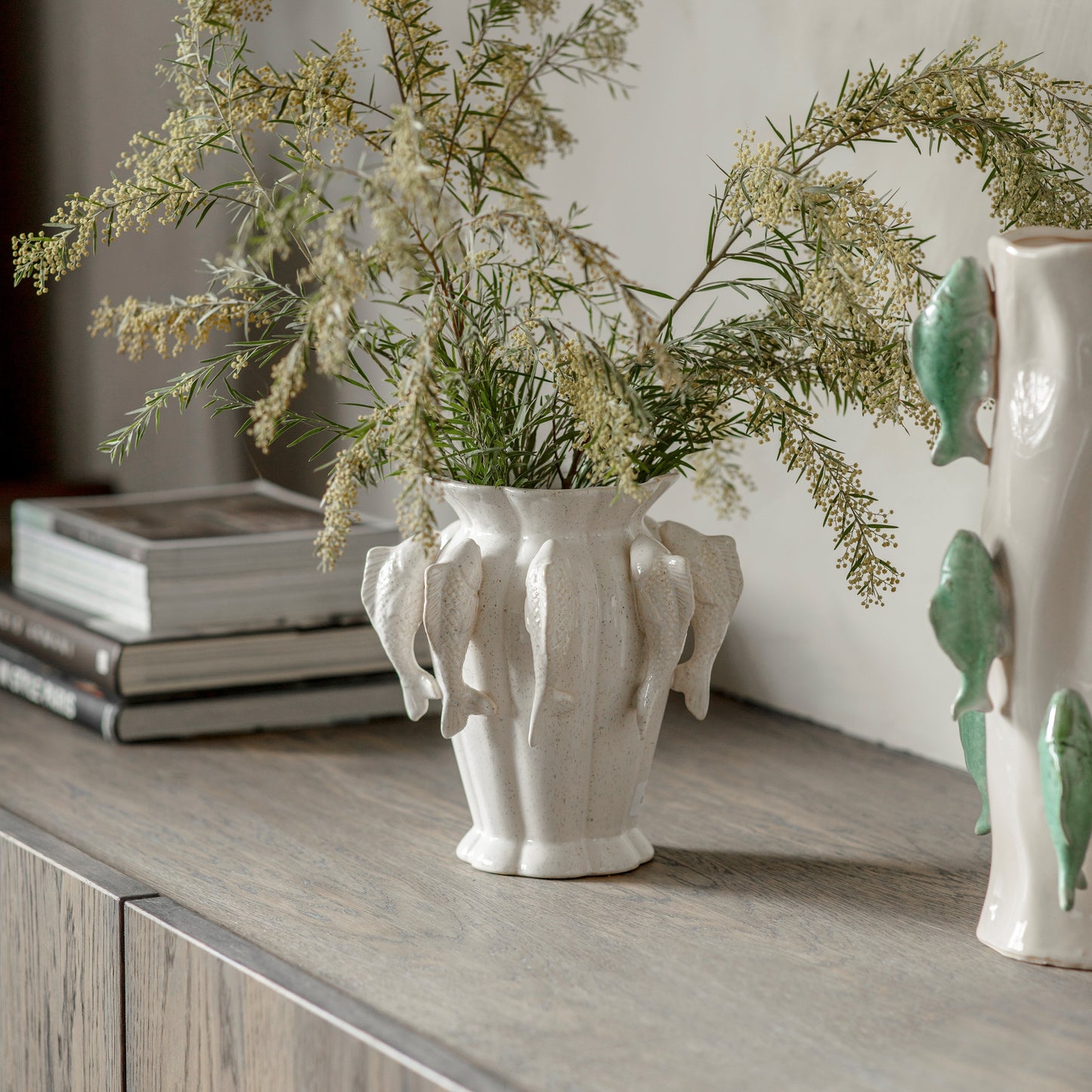 Portloe White Fish Vase