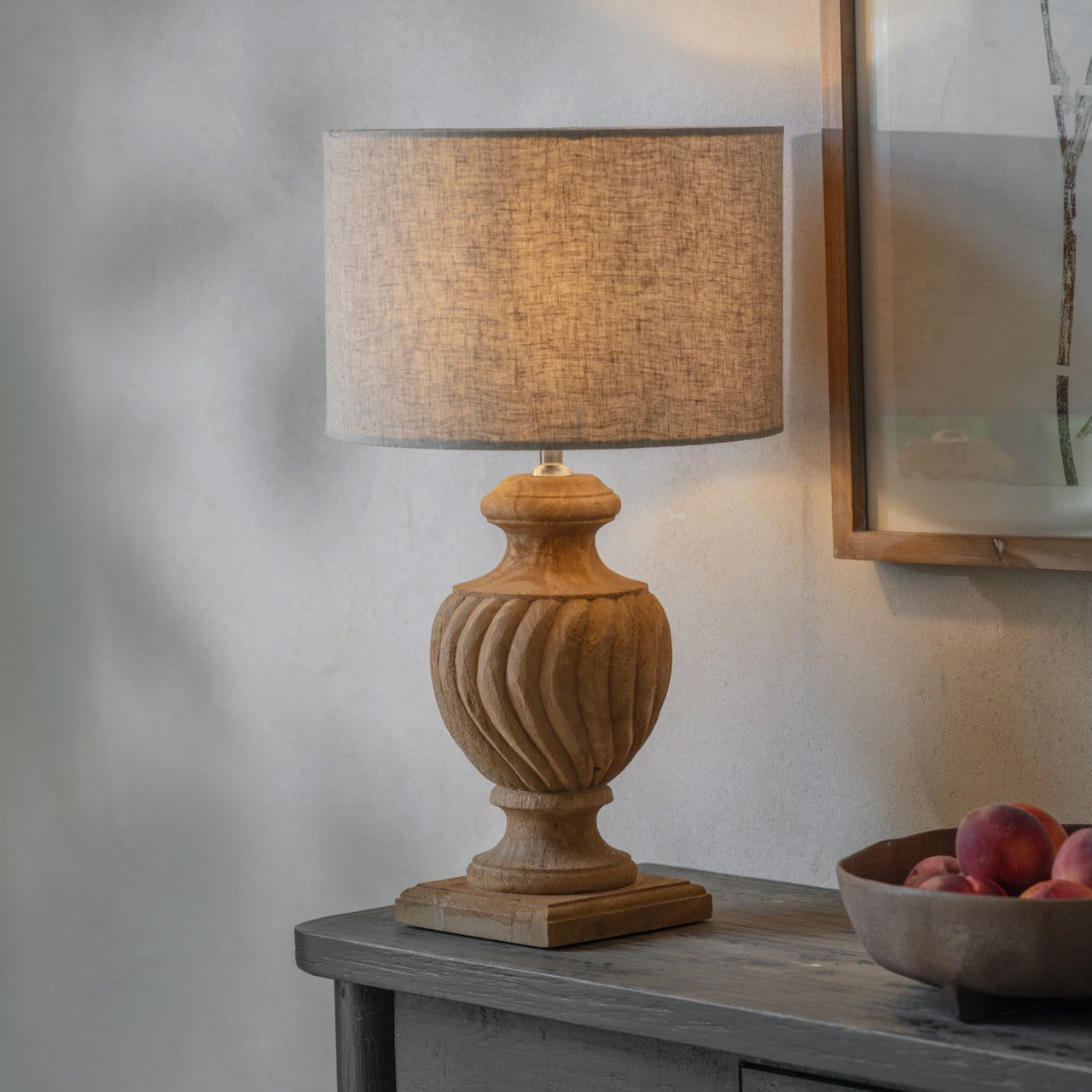 Dalhouise Wooden Rippled Table Lamp