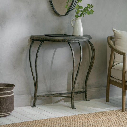 Clovelly Half-Moon Iron Side Table