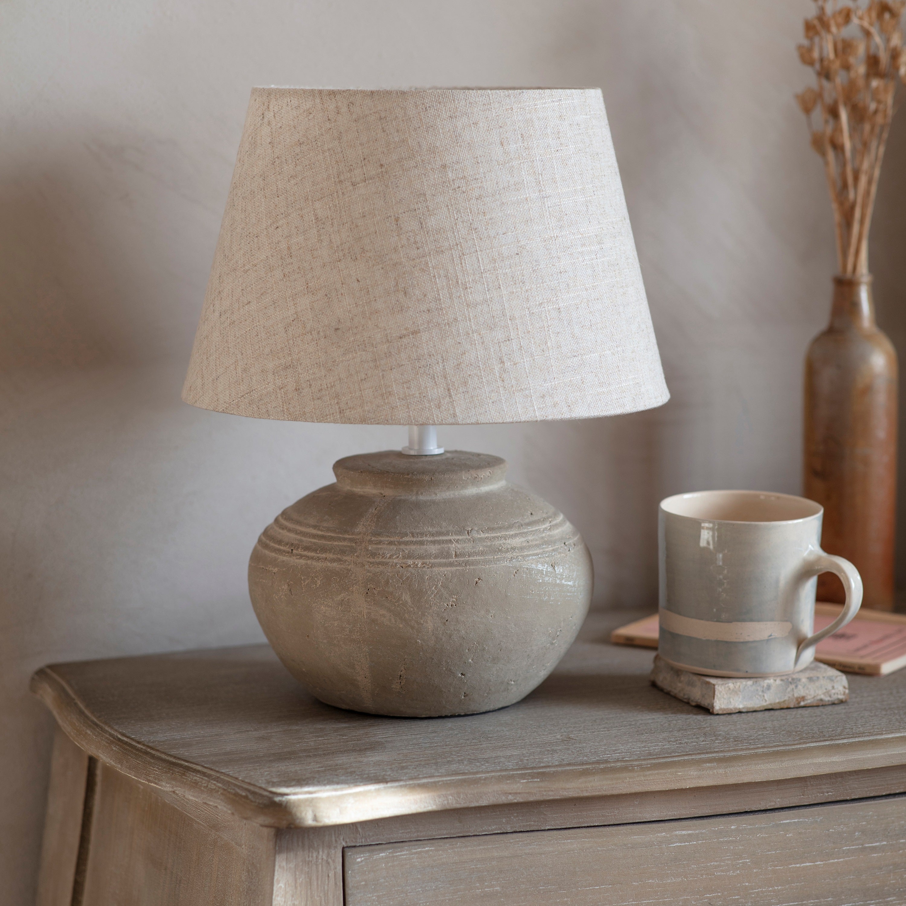 Langton Spherical Ridged Table LampCosy Spaces Natural Warmth
