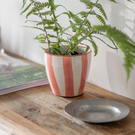 Faro Small Tapered Brick Stripe Ceramic Pot