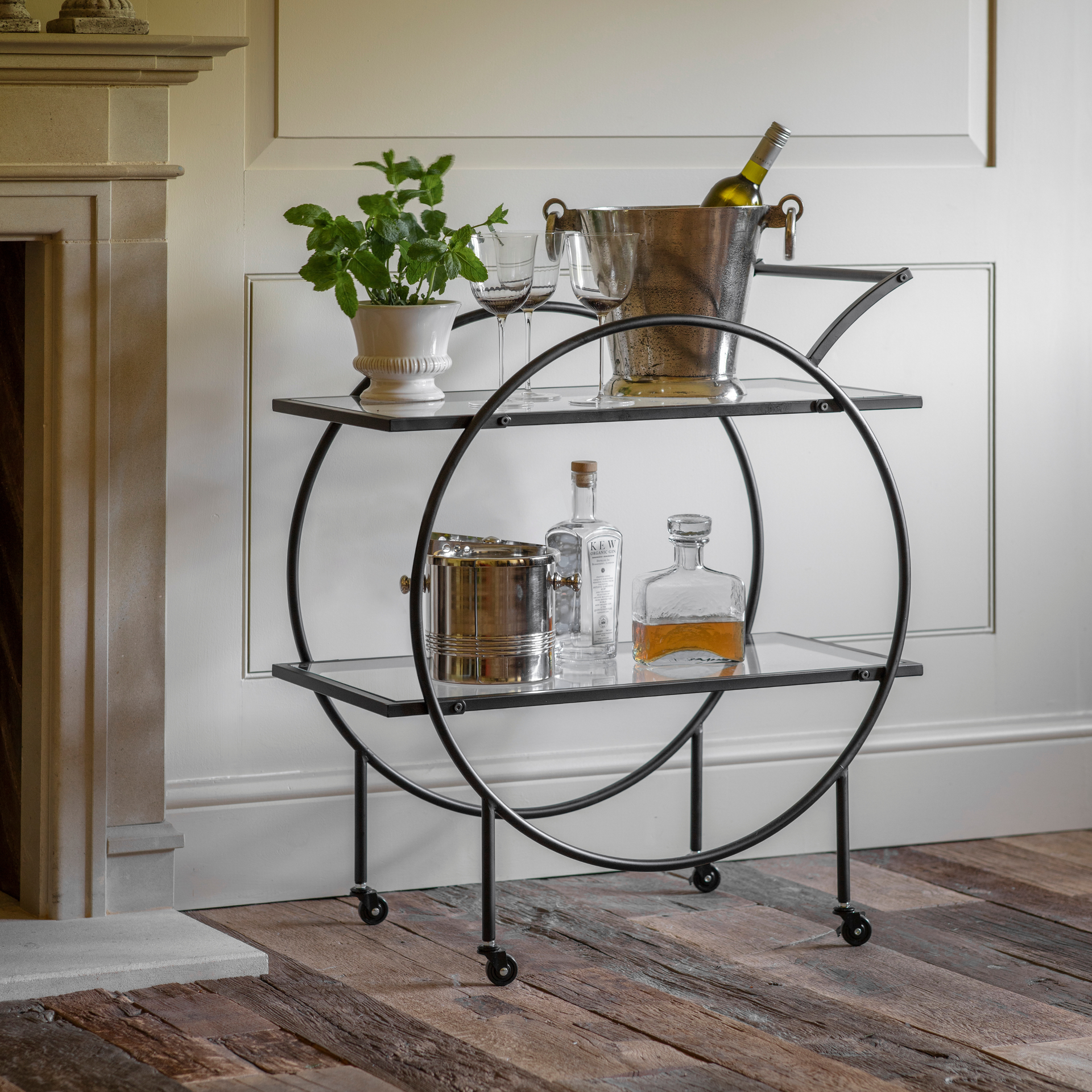 Portland Iron Glass Drinks Trolley