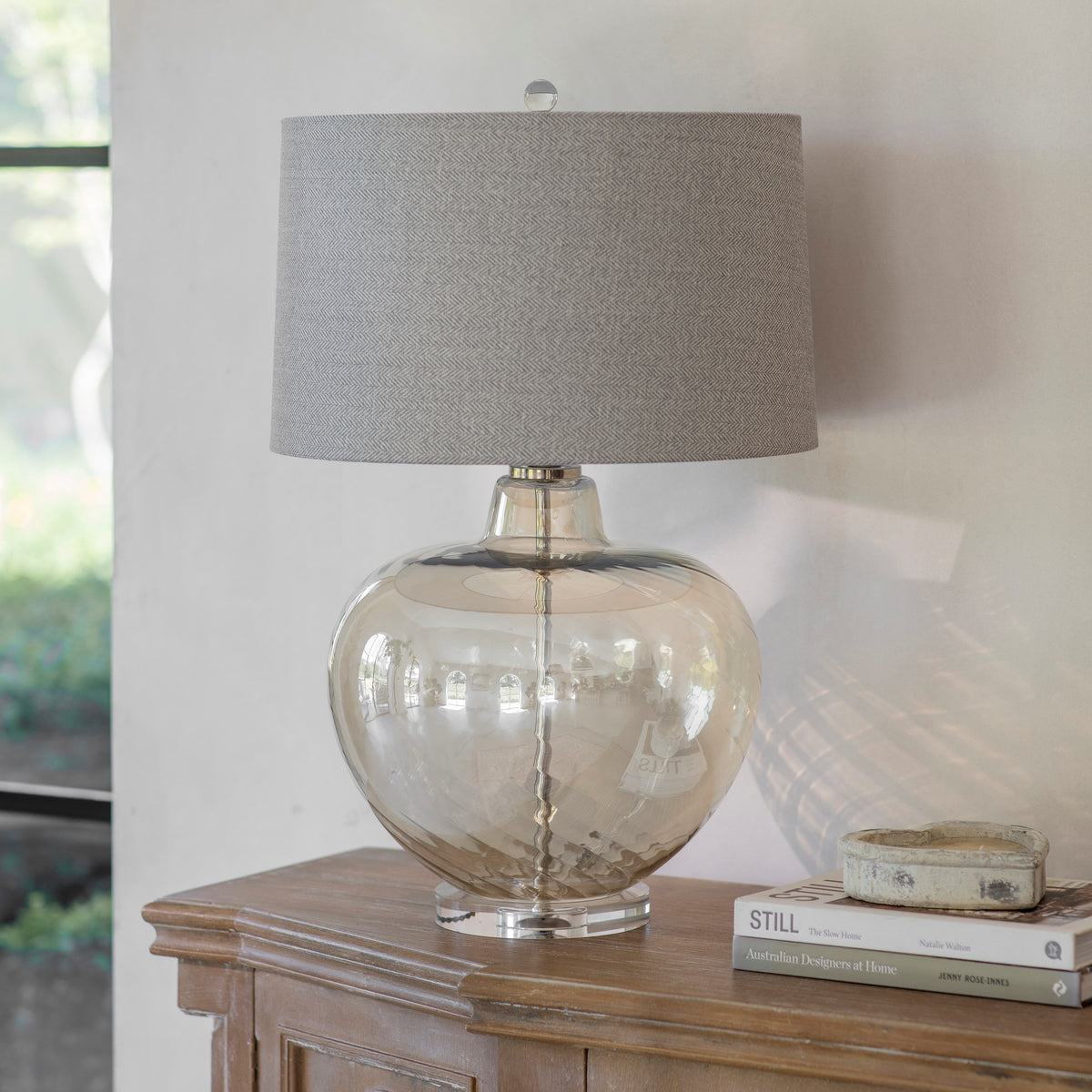 Waldron Amber Glass Table Lamp