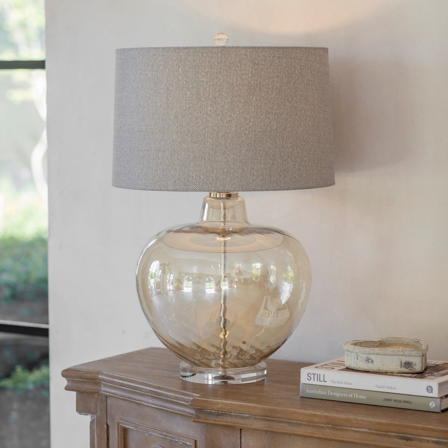 Waldron Amber Glass Table Lamp