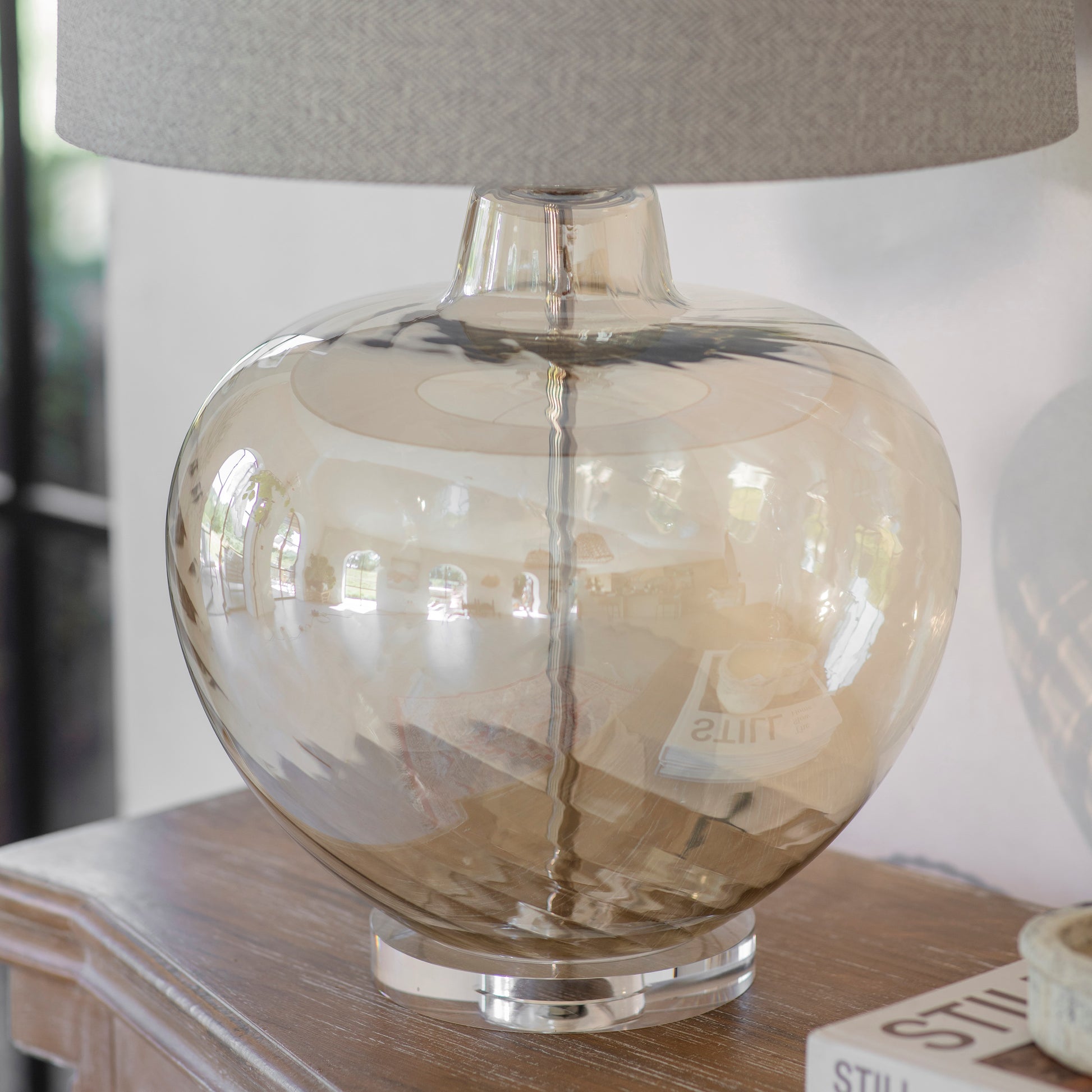 Waldron Amber Glass Table Lamp