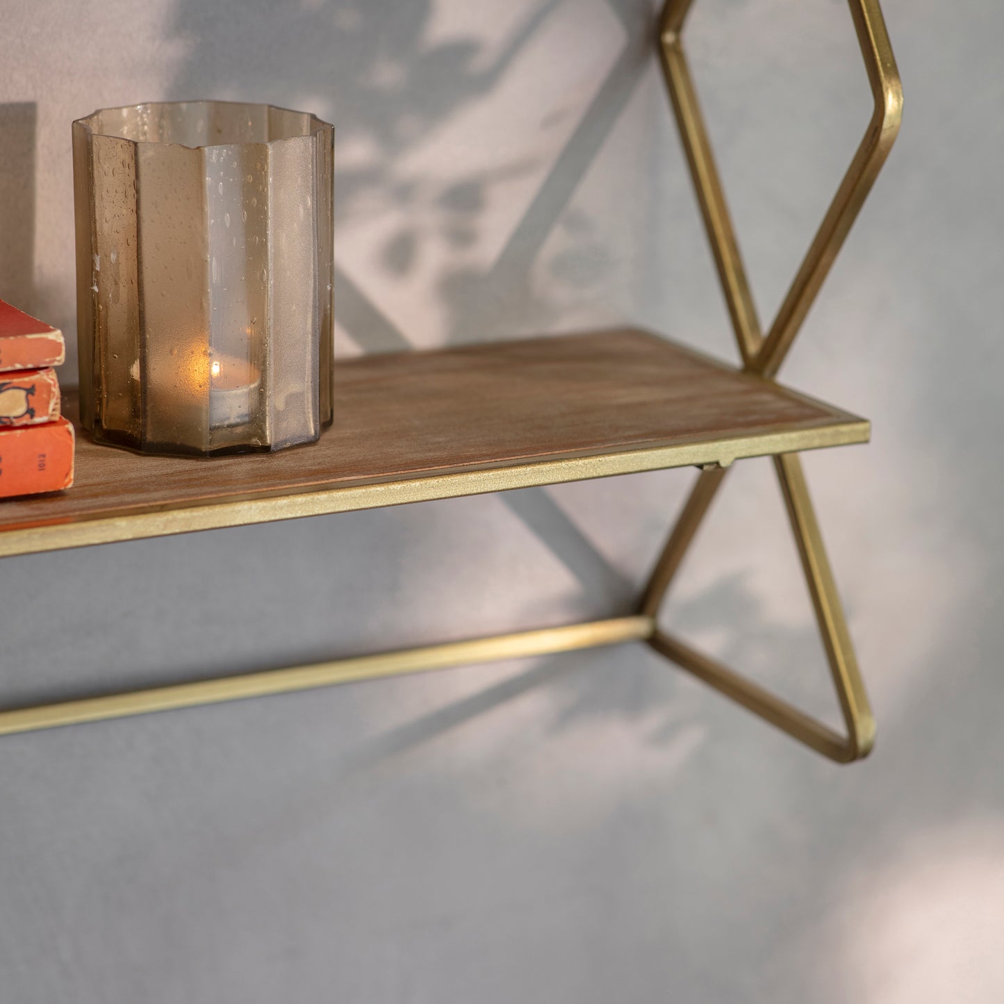 Avondale Double Cross Shelf in Brass Finish
