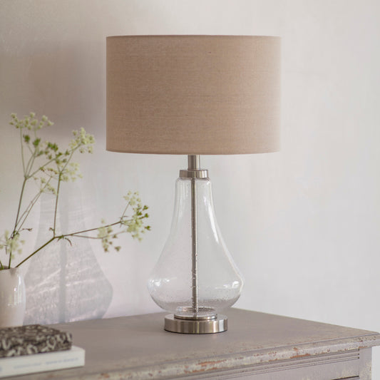 Derby Bubbled Teardrop Glass Lamp with Shade