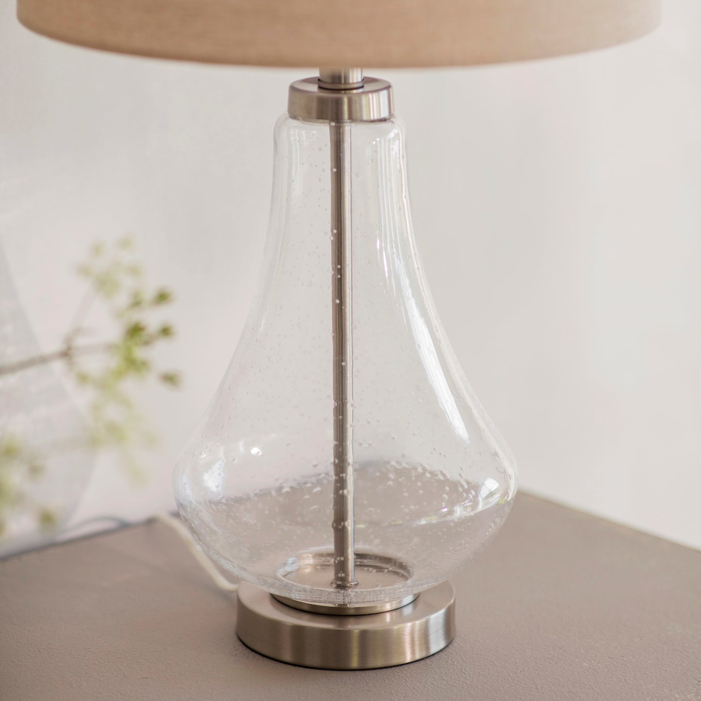Derby Bubbled Teardrop Glass Lamp with Shade