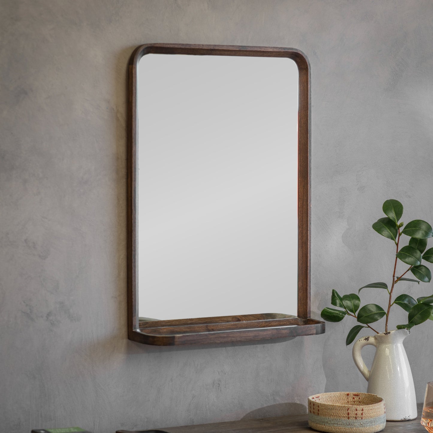 Bramley Wooden Mirror with Shelf