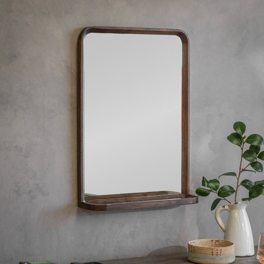 Bramley Wooden Mirror with Shelf