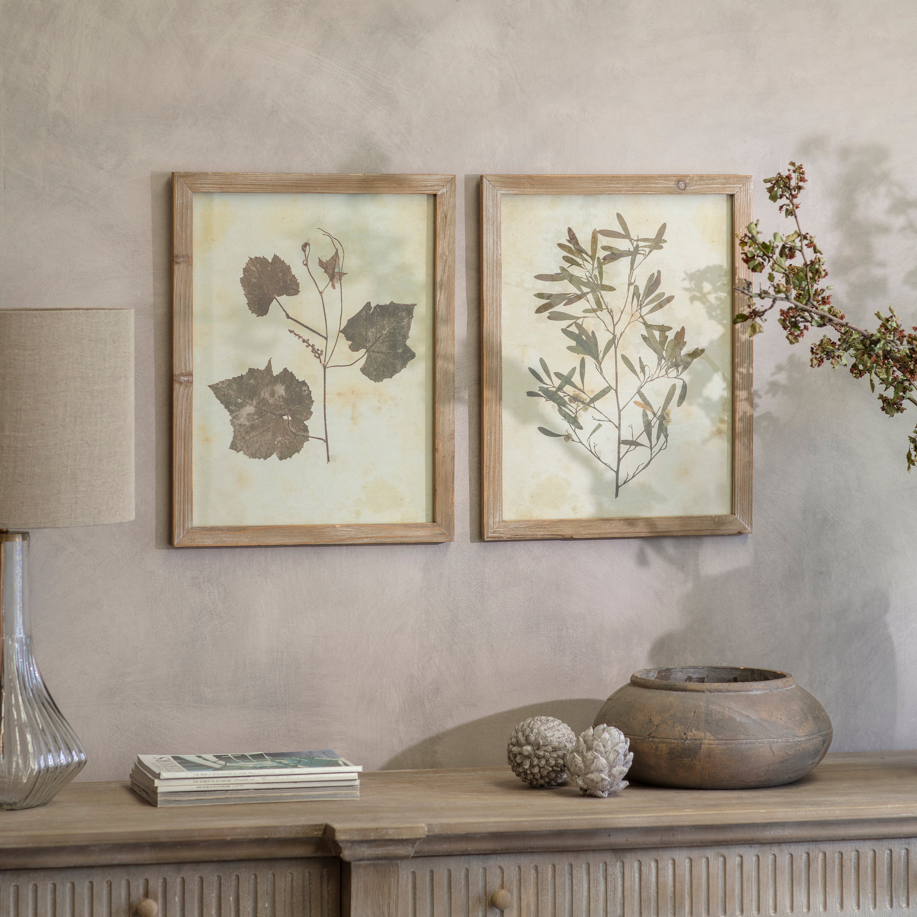 Ormington Set of 2 Decorative Leaf Framed Prints