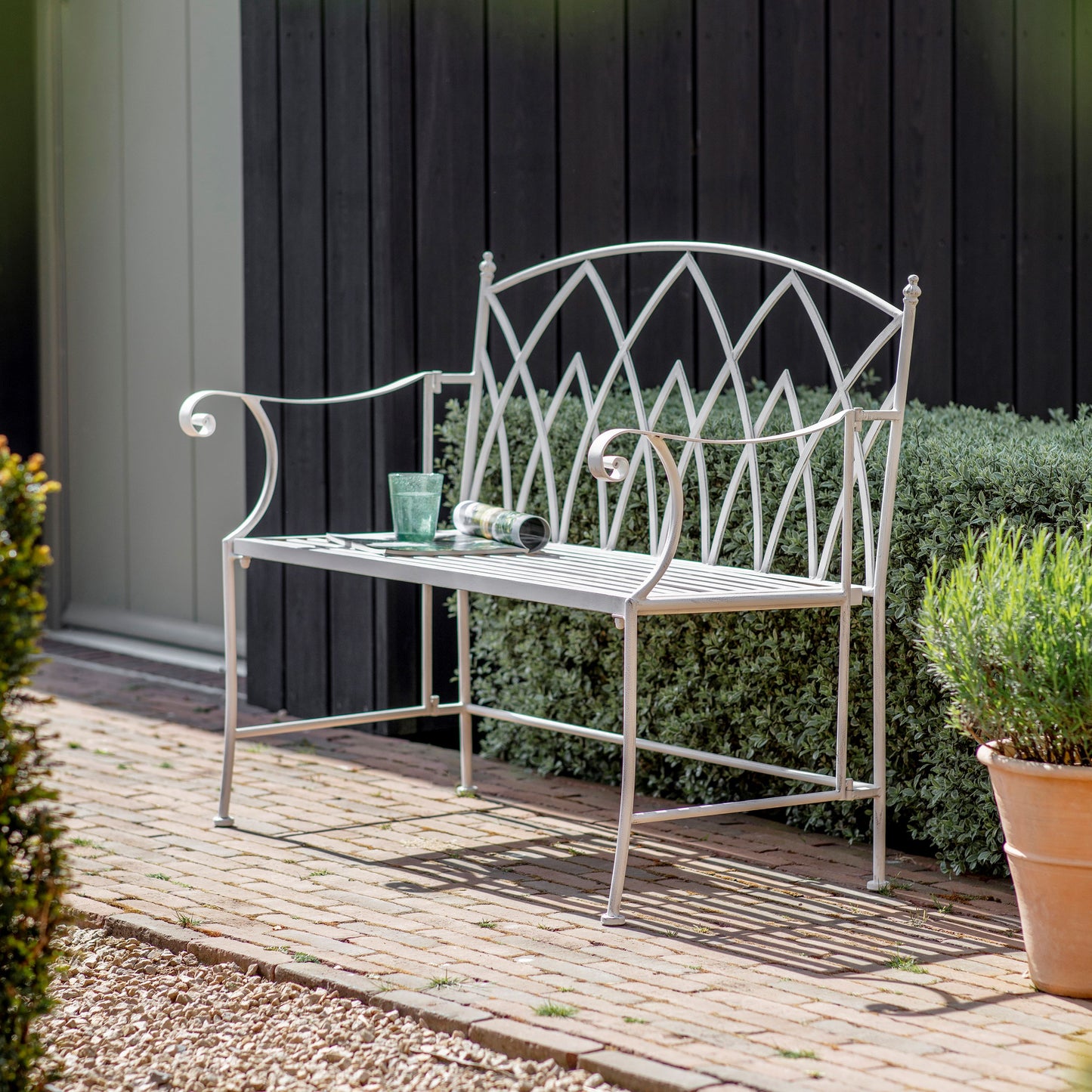 Lustleigh Antique White Garden Bench