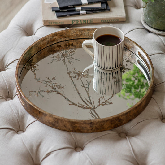 Waltham Round Mirrored Cow Parsley Tray