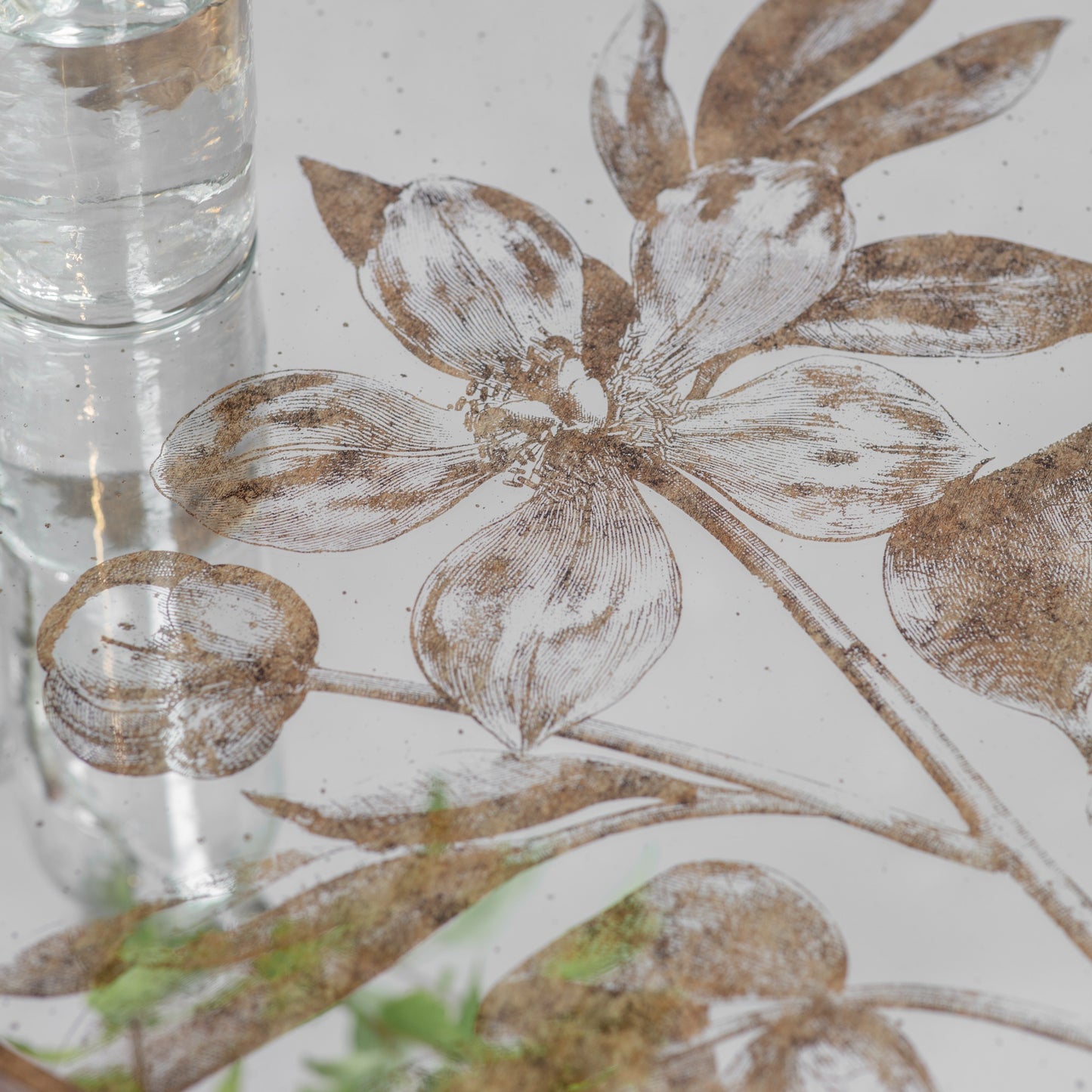 Waltham Round Mirrored Floral Tray Table