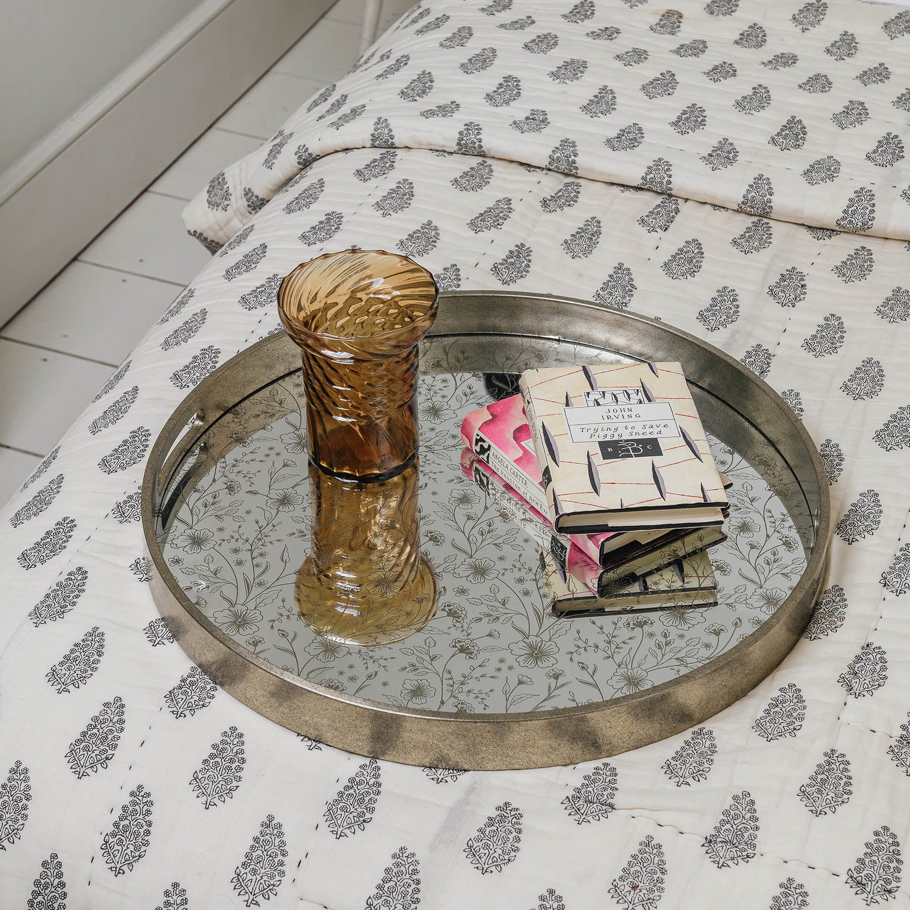 Waltham Round Mirrored Silver Tray