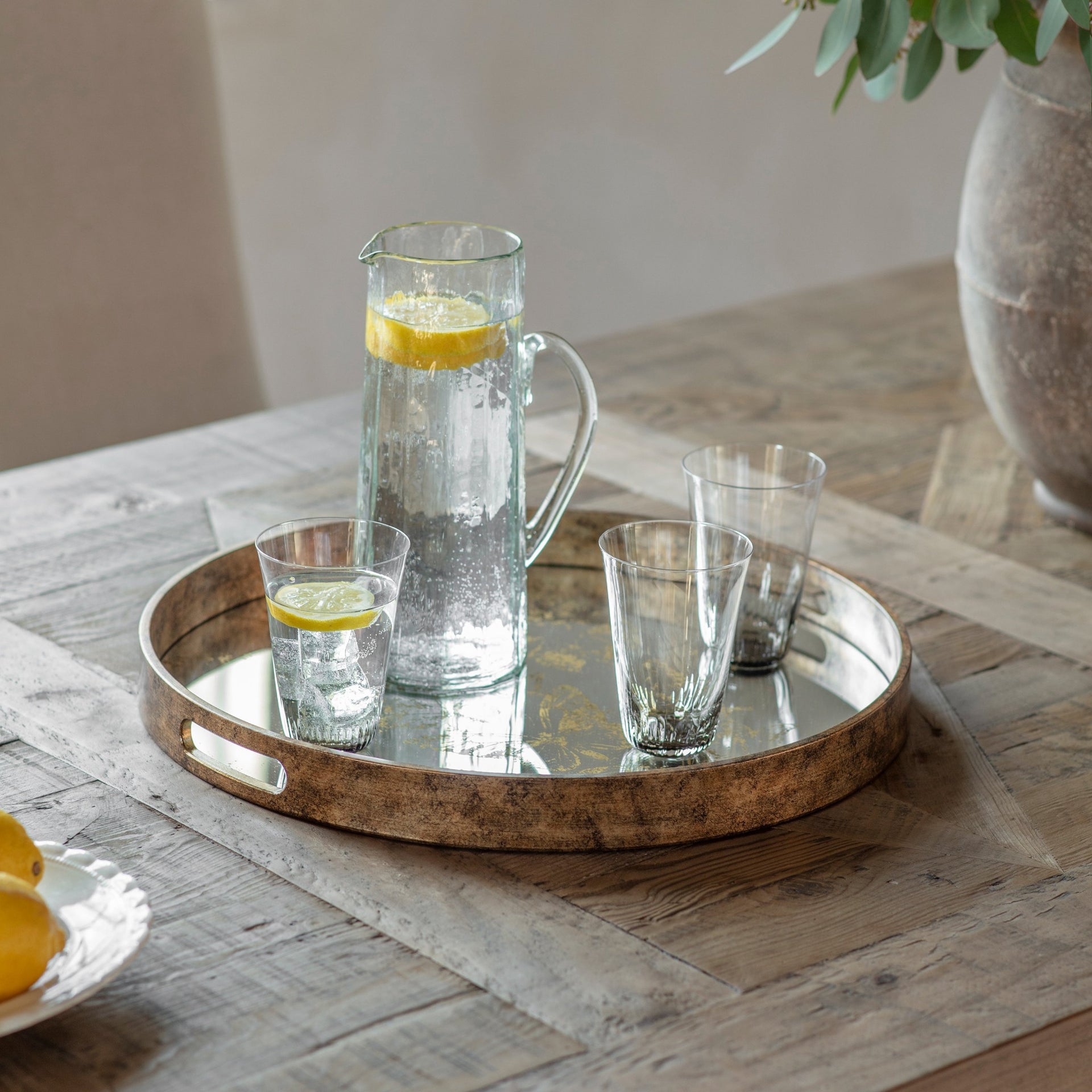 Waltham Round Mirrored Butterfly Tray