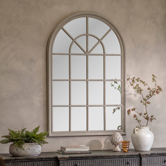 Wilton Grey Arched Window Mirror