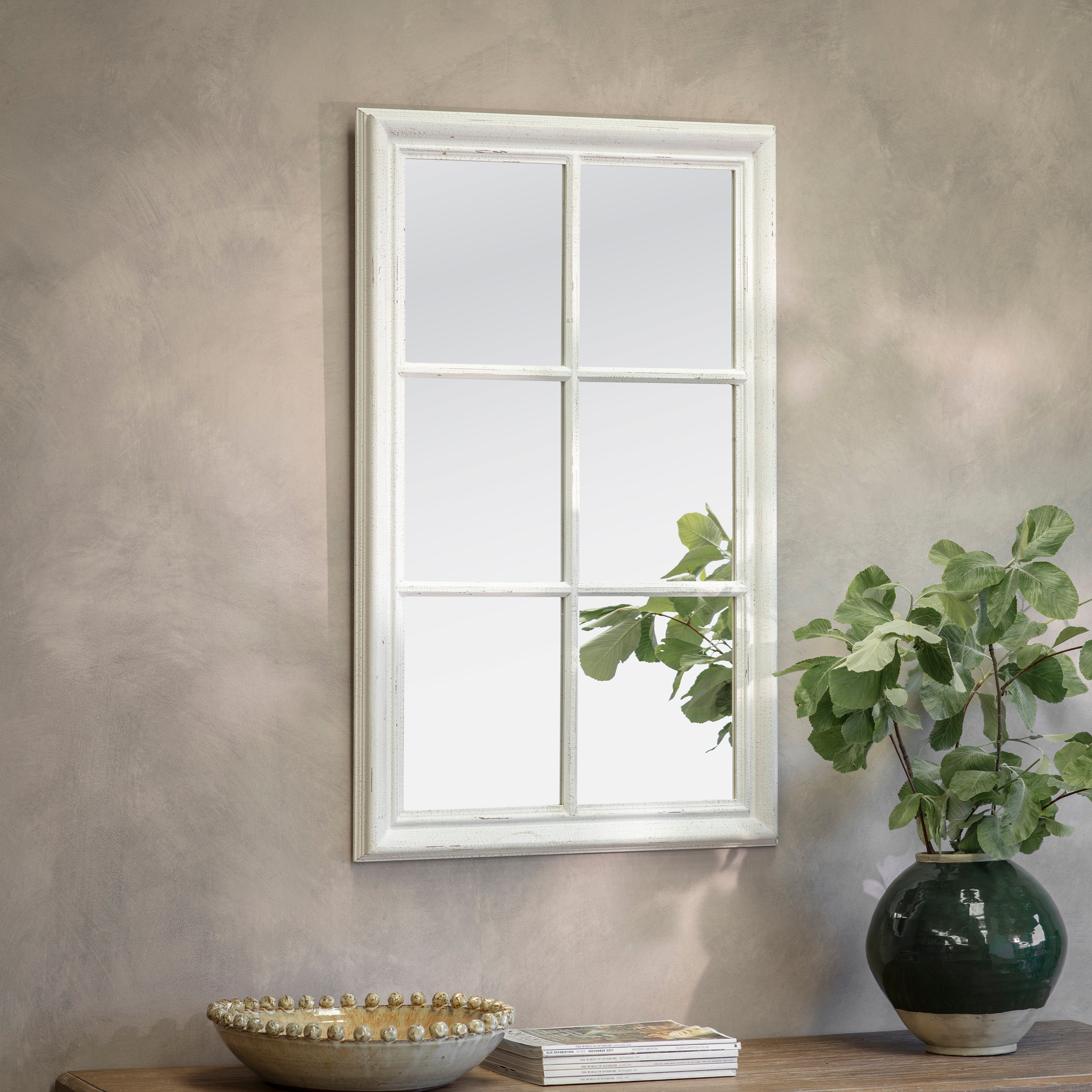 Wilton White Panel Window Mirror