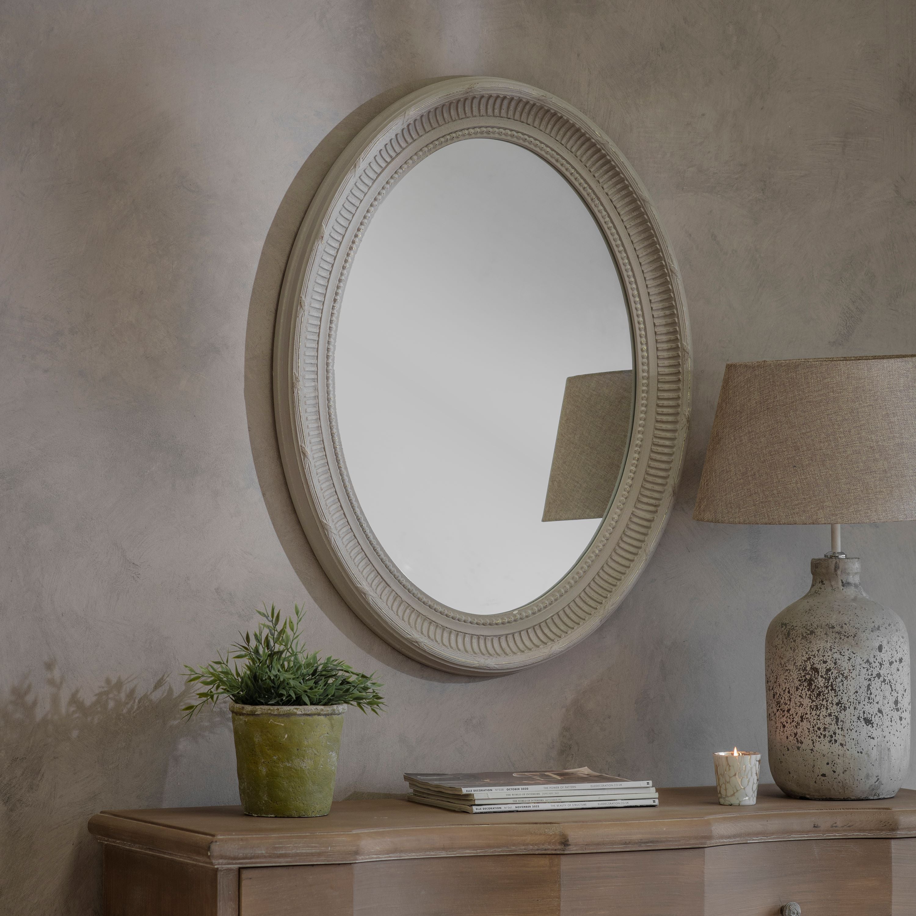 Wilton Oval Mirror with Cut Edge Design