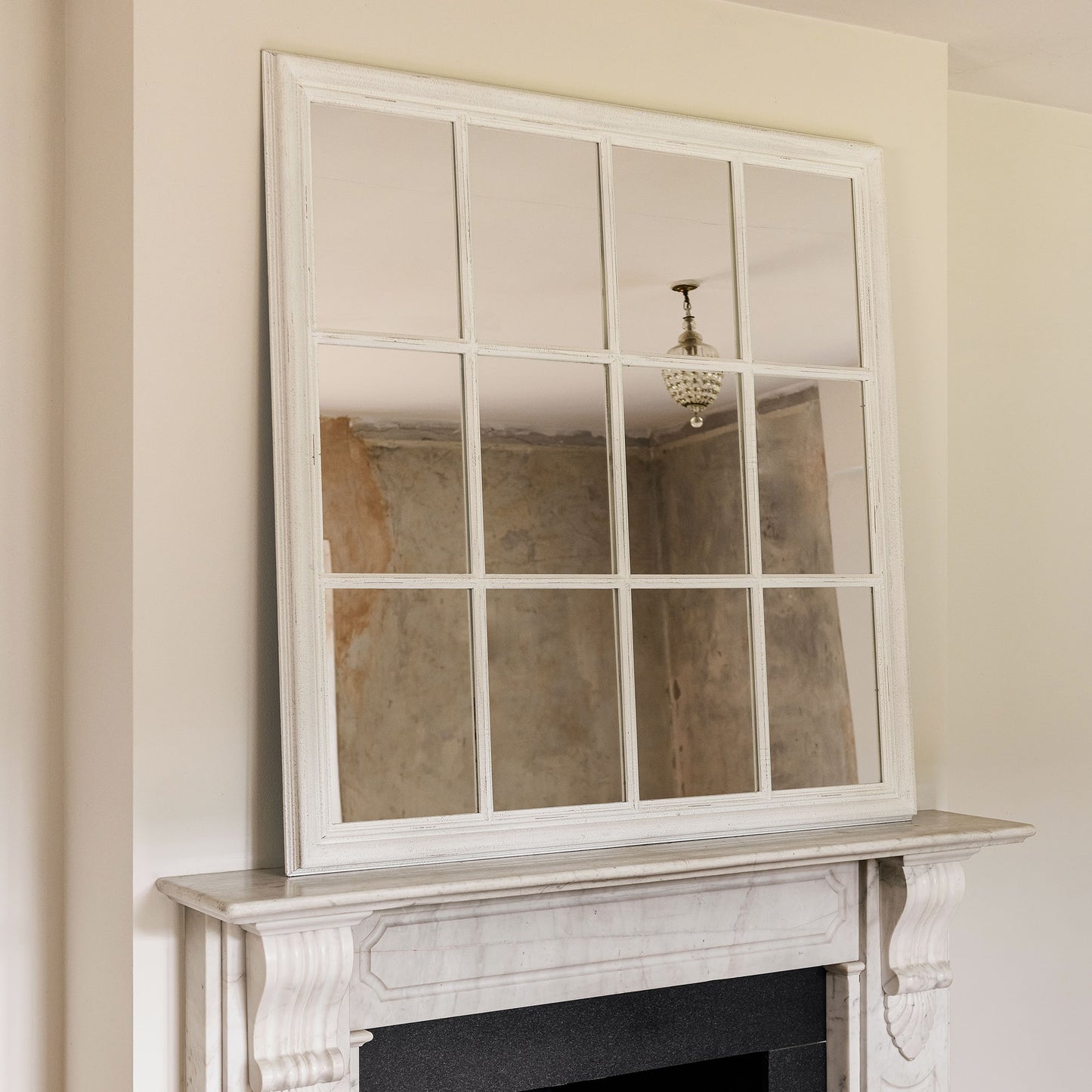 Wilton White Grid Mirror