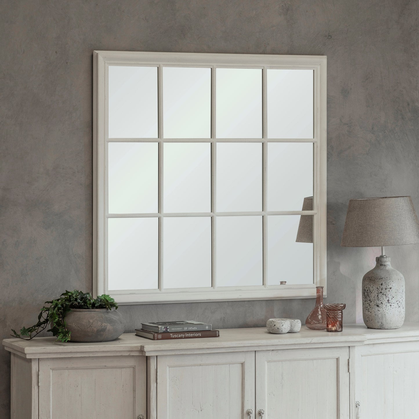 Wilton White Grid Mirror