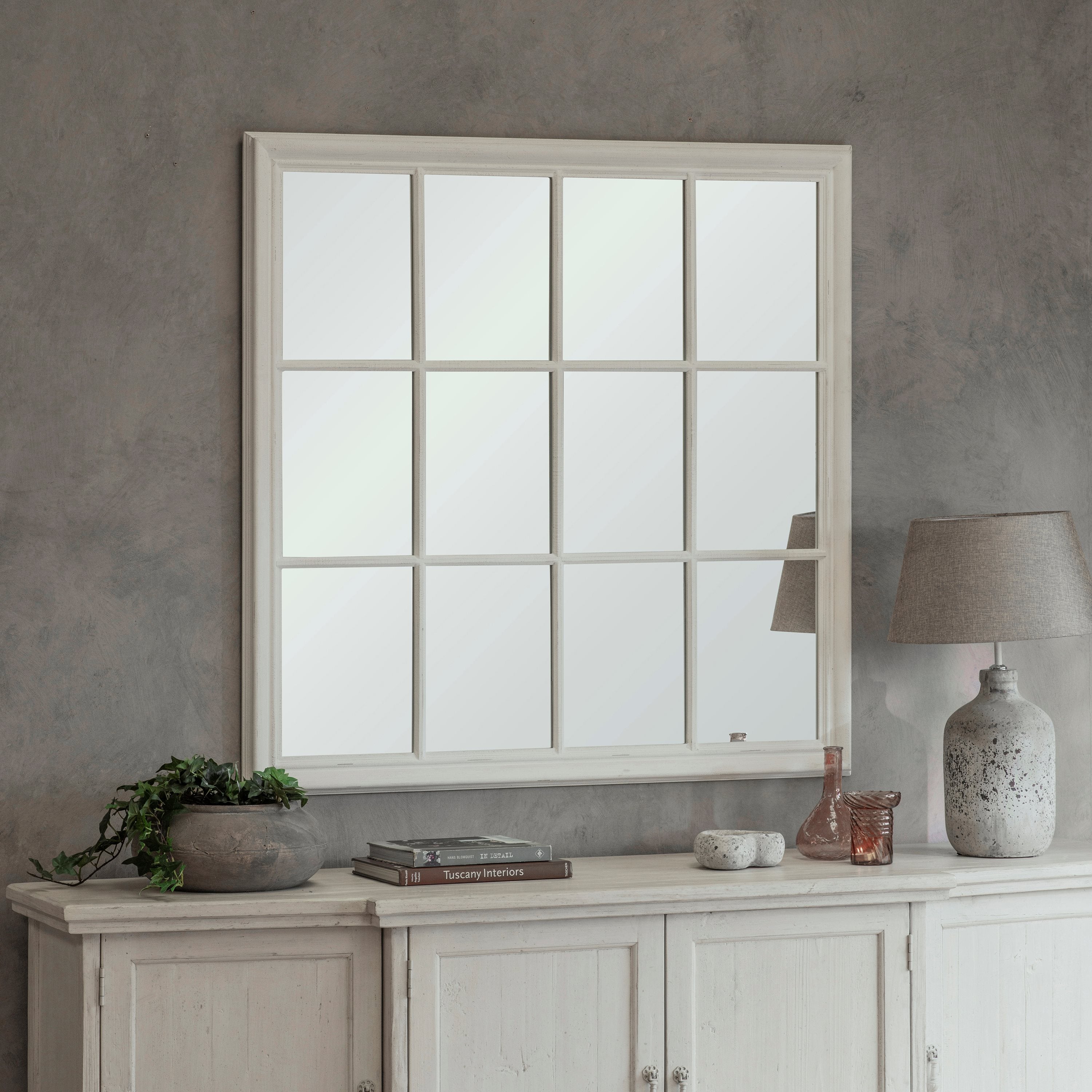 Wilton White Grid Mirror