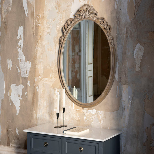 Wilton Natural Ribbon Top Oval Mirror