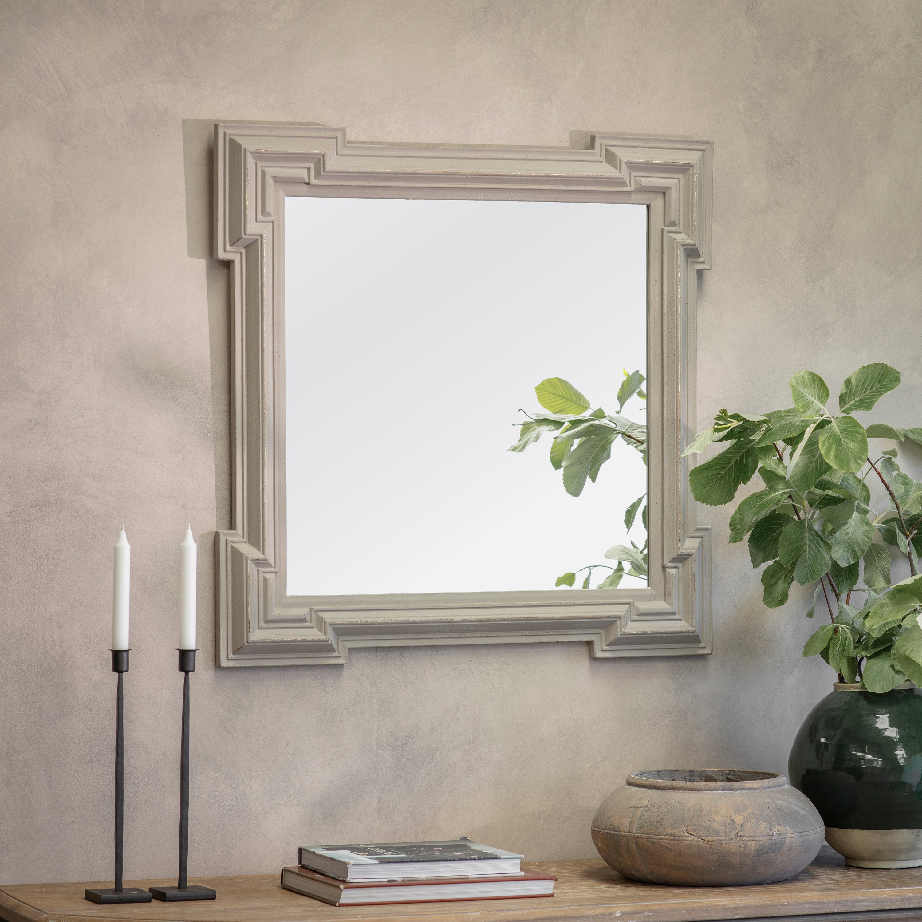 Wilton Layered Square Grey Mirror
