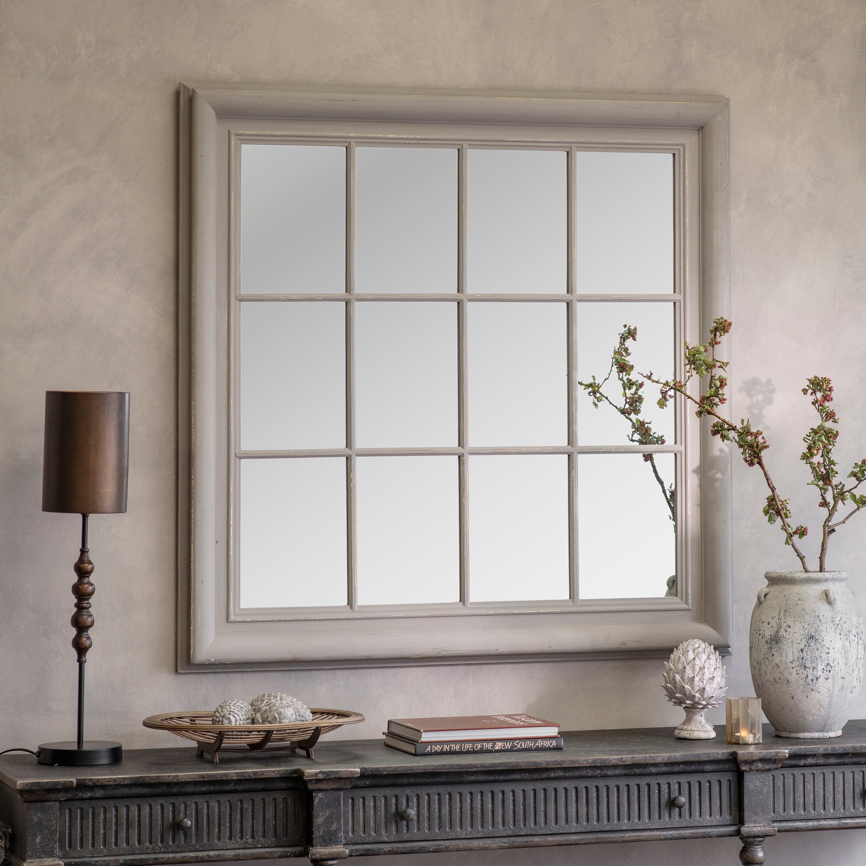 Wilton Grey 14cm Border Window Mirror