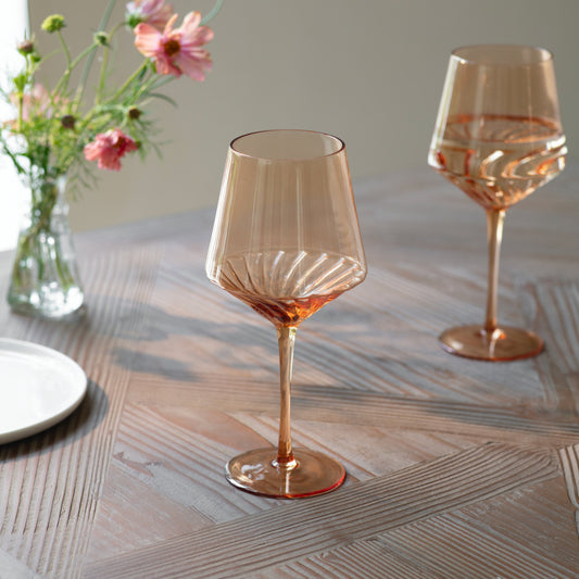 Ridgway Drinking Glass Swirl Relief Amber H 22.6cm