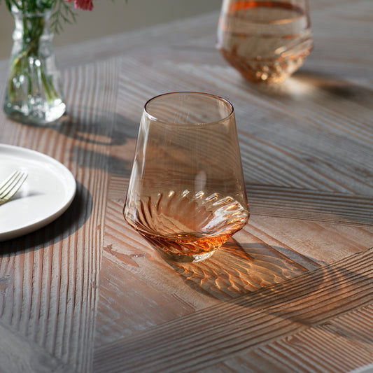 Ridgway Drinking Glass Swirl Relief Amber H 12.5cm