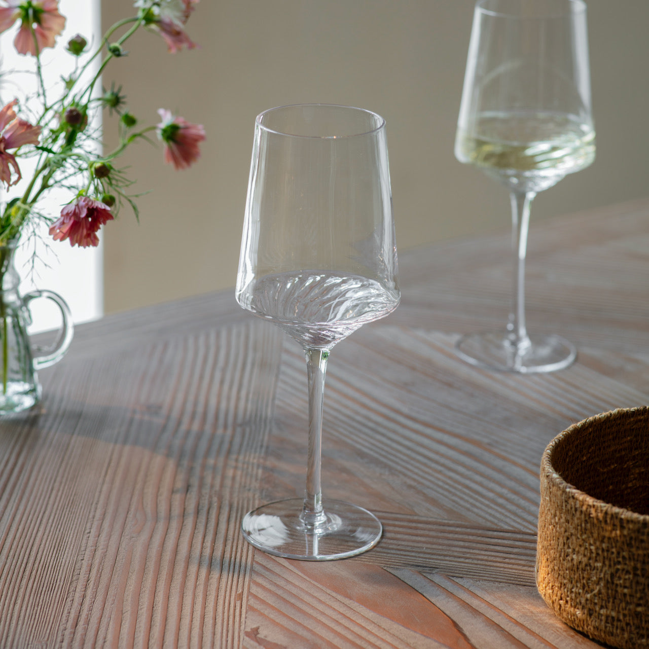 Ridgway Drinking Glass Swirl Relief Clear H 24.2cm